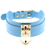 Gold Metal Heart Lock Choker Collar Leather Gothic Punk Necklace-Necklace-Innovato Design-Light Blue-Innovato Design