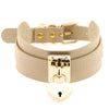 Gold Metal Heart Lock Choker Collar Leather Gothic Punk Necklace-Necklace-Innovato Design-Khaki-Innovato Design