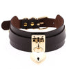Gold Metal Heart Lock Choker Collar Leather Gothic Punk Necklace-Necklace-Innovato Design-Coffee-Innovato Design