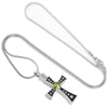 Urn Silver Cross with Green Heart Crystals and Necklace - InnovatoDesign