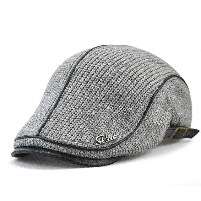 Wool Knitted Buckled Ivy Irish Cabbie Scally Duckbill Gatsby Flat Cap-Hats-Innovato Design-Gray-Innovato Design
