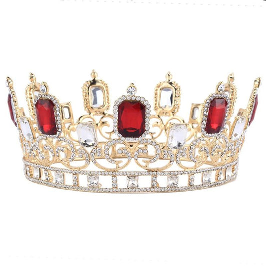 Vintage 3 Color Crystal Tiaras and Crows for Prom and Wedding-Crowns-Innovato Design-Gold Red-Innovato Design