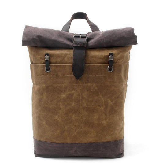 Canvas Leather Waterproof Daypack Travel 20 Liter Backpack-Canvas and Leather Backpack-Innovato Design-Dark Grey-Innovato Design