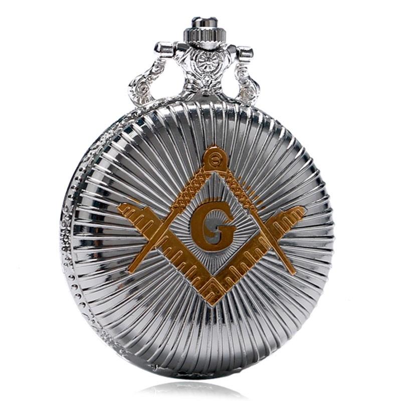 Silver and Gold Plated Masonic Pocket Watch with Silver Chain Necklace-Pocket Watch-Innovato Design-Innovato Design