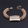 Gold-Plated Rectangular Crystal Necklace, Bracelet, Earrings & Ring Wedding Jewelry Set