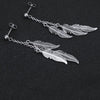 Feather Link Chain Tassel Stainless Steel Hip-hop Stud Earrings