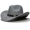 Retro Parent-Child Wool Cowboy Hat with Geometric Pattern Leather Band