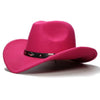 Retro Parent-Child Wool Cowboy Hat with Geometric Pattern Leather Band