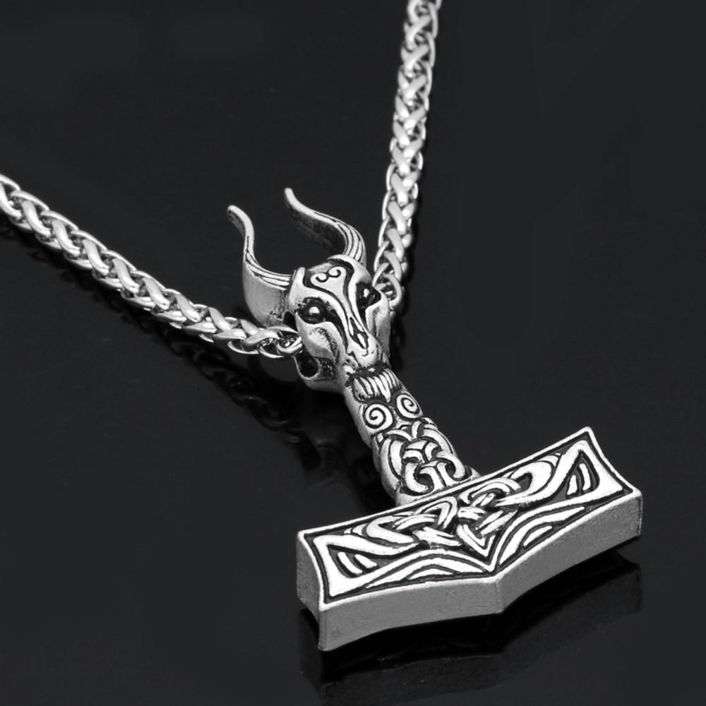 Nordic Viking Sheep Head Hammer Pendant-Necklaces-Innovato Design-Innovato Design
