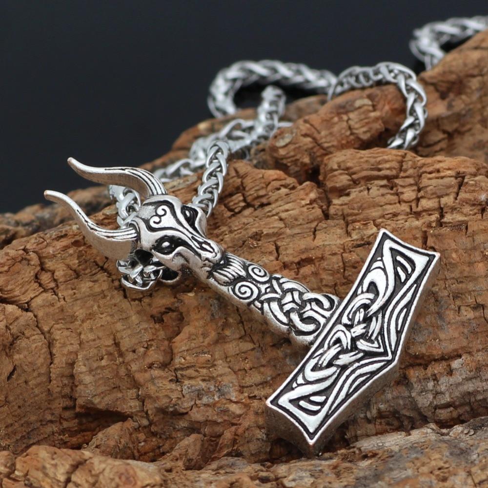 Nordic Viking Sheep Head Hammer Pendant-Necklaces-Innovato Design-Innovato Design