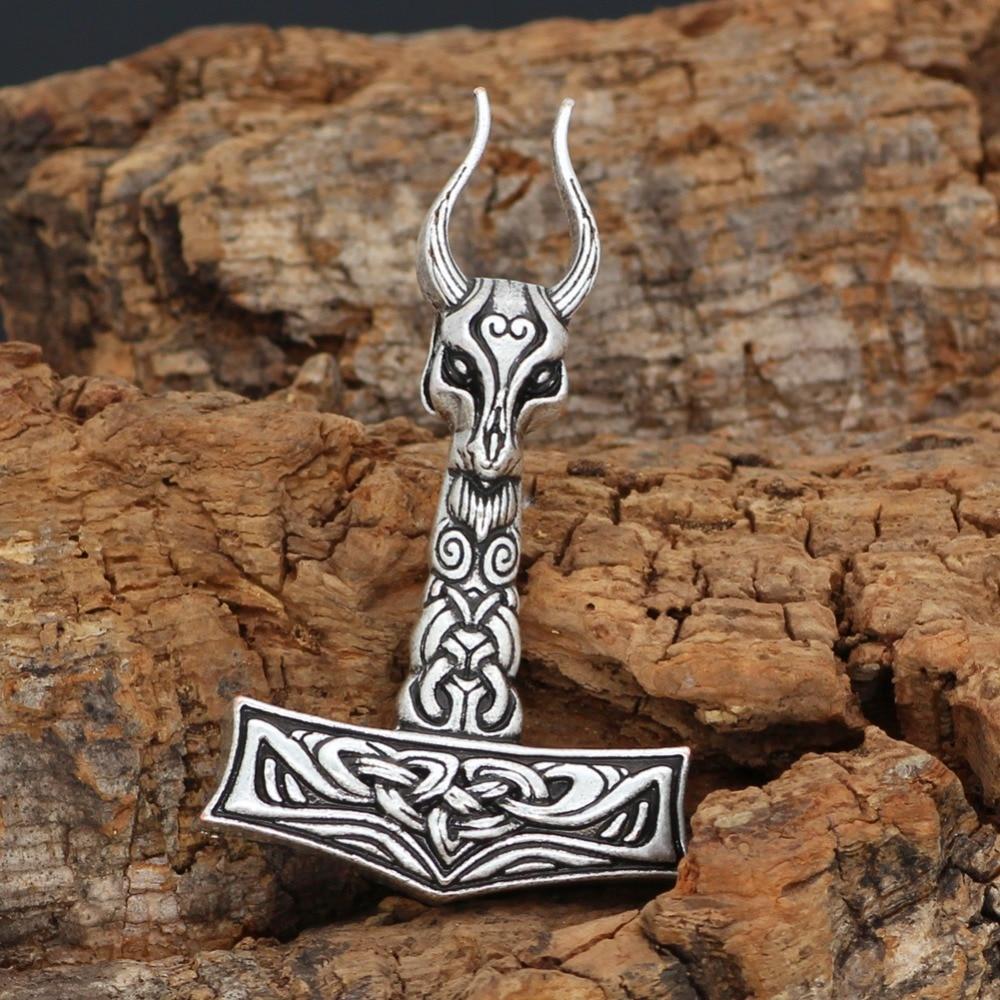 Nordic Viking Sheep Head Hammer Pendant-Necklaces-Innovato Design-Innovato Design
