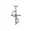 Cubic Zirconia Silver Cross with Wave Accent Necklace - InnovatoDesign
