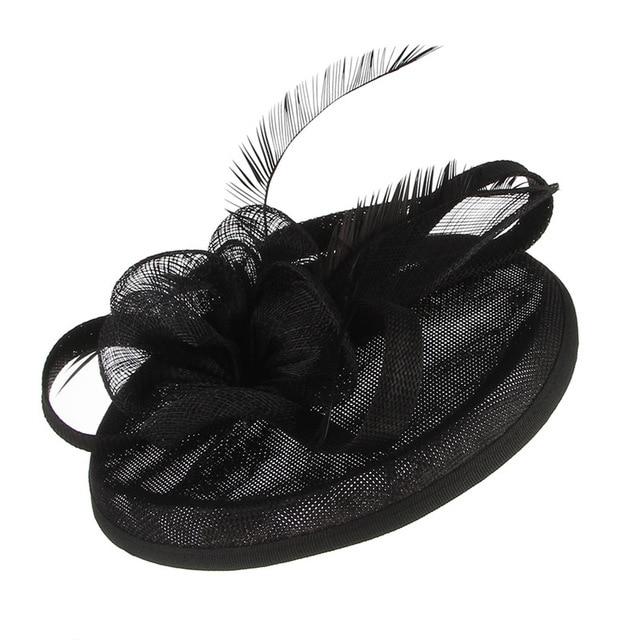 Sinamay Mesh Pillbox Fascinator Hat with Feathers-Hats-Innovato Design-Black-Innovato Design