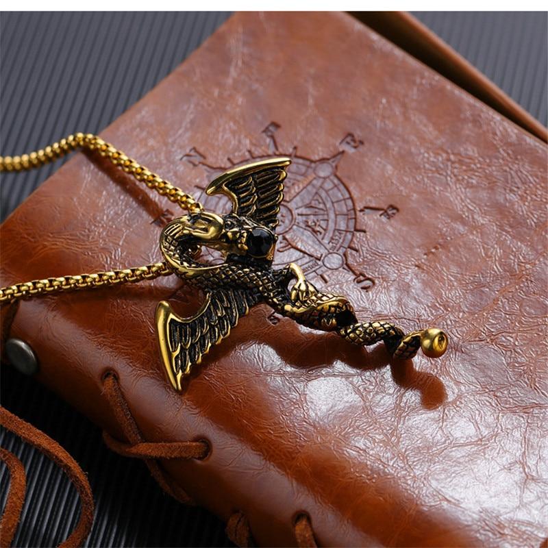 Stainless Steel Winged Dragon with Black Crystal Stone Necklace-Necklaces-Innovato Design-Silver-Innovato Design