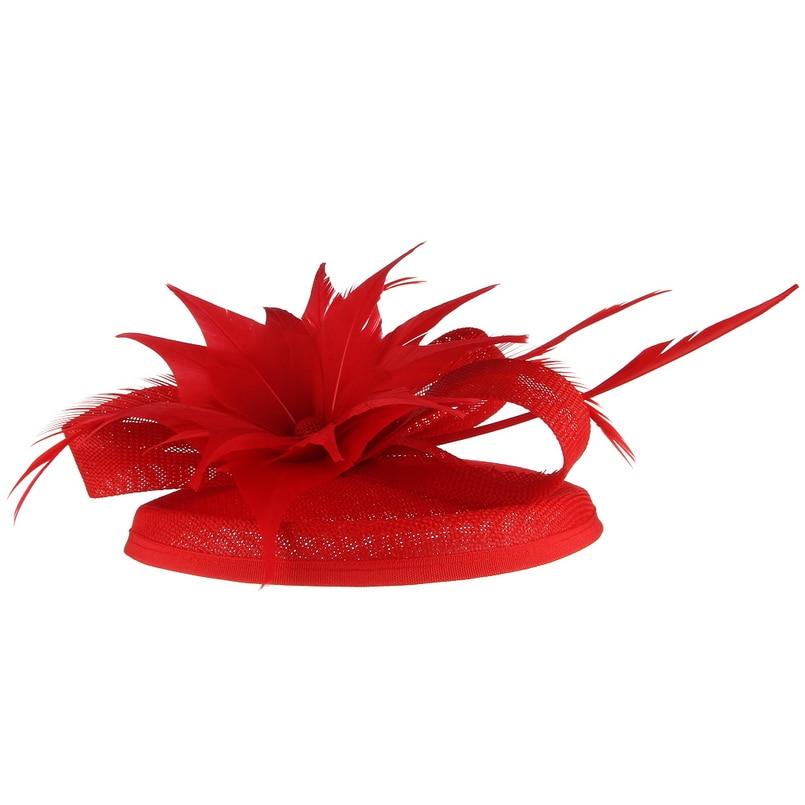 Hair Clip Flower Pillbox Fascinator Hat with Feathers-Hats-Innovato Design-Black-Innovato Design