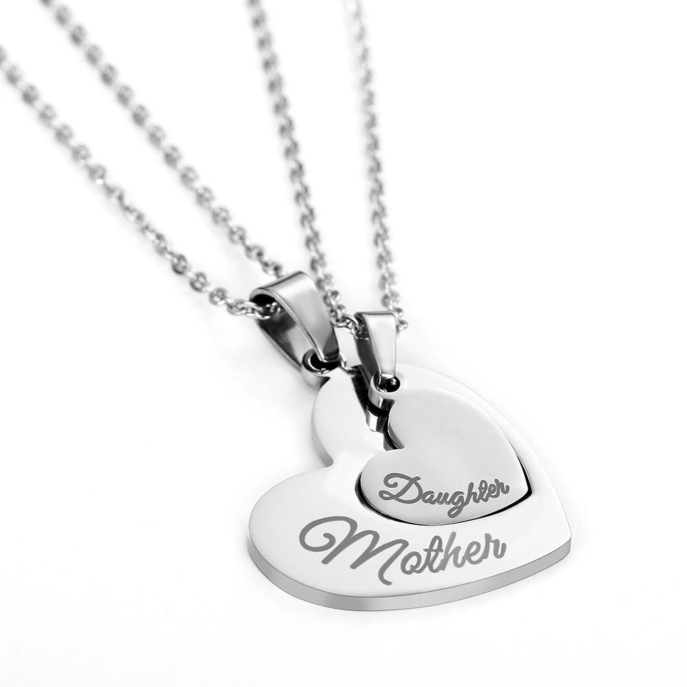 Stainless Steel Silver Hollow Heart Mother and Daughter Necklace Set-Necklaces-Innovato Design-Innovato Design