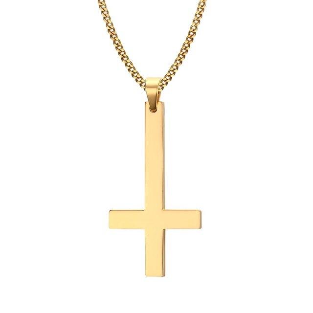 Classic St. Peter's Inverted Cross Pendant Necklace-Necklaces-Innovato Design-Gold-Innovato Design