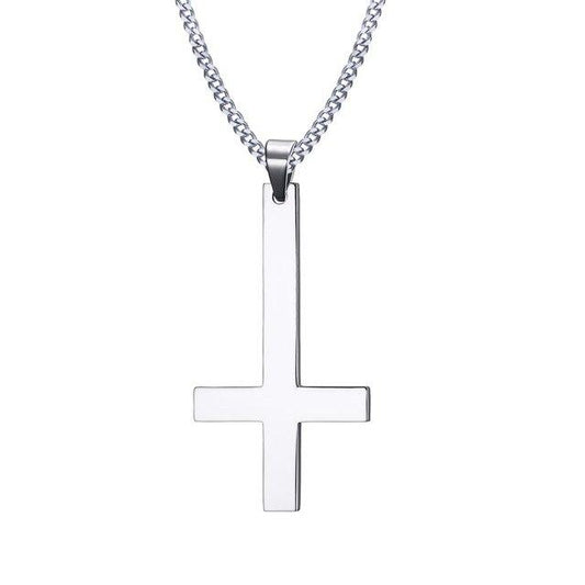 Classic St. Peter's Inverted Cross Pendant Necklace-Necklaces-Innovato Design-Silver-Innovato Design