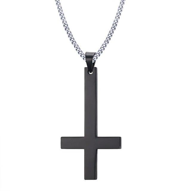 Classic St. Peter's Inverted Cross Pendant Necklace-Necklaces-Innovato Design-Black-Innovato Design