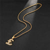 Rhinestone-Studded Gold-Plated Pound Bling Stainless Steel Hip-hop Pendant Necklace