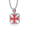Stainless Steel Polished Knights Templar Cross Pendant with Chain Necklace-Necklaces-Innovato Design-Red-Innovato Design