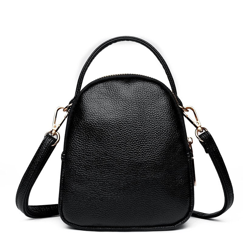 Small Leather Shoulder Bag and Crossbody Bag-Backpacks-Innovato Design-Black-Innovato Design