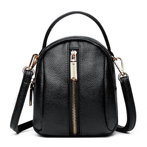Small Leather Shoulder Bag and Crossbody Bag-Backpacks-Innovato Design-Black-Innovato Design