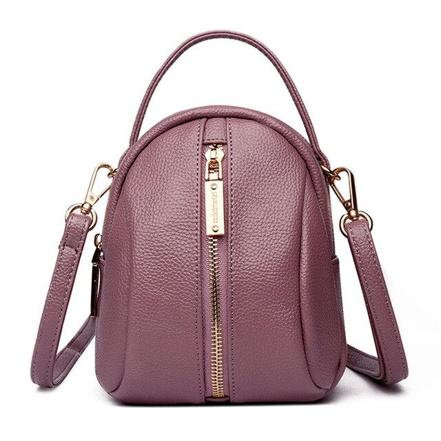 Small Leather Shoulder Bag and Crossbody Bag-Backpacks-Innovato Design-Purple-Innovato Design