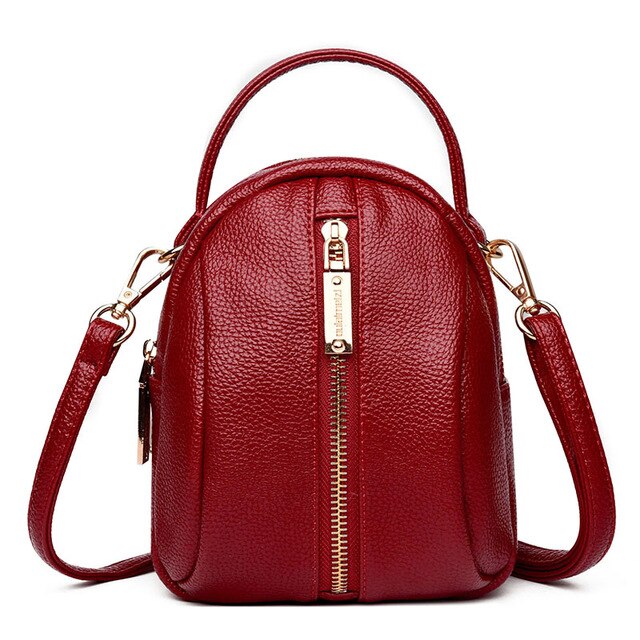 Small Leather Shoulder Bag and Crossbody Bag-Backpacks-Innovato Design-Red-Innovato Design