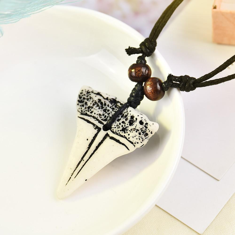 Ceramic Shark Tooth Waxed Cord Rope Necklace-Necklaces-Innovato Design-Innovato Design