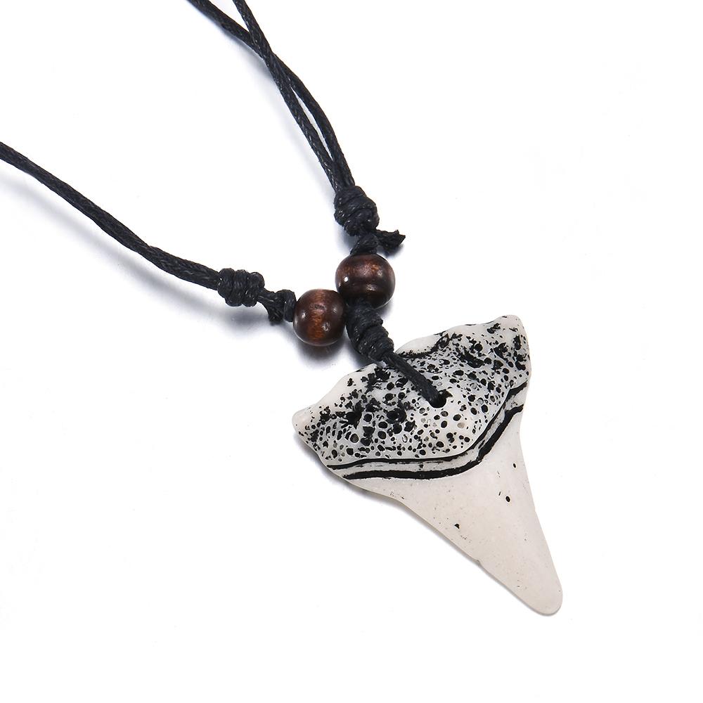 Ceramic Shark Tooth Waxed Cord Rope Necklace-Necklaces-Innovato Design-Innovato Design