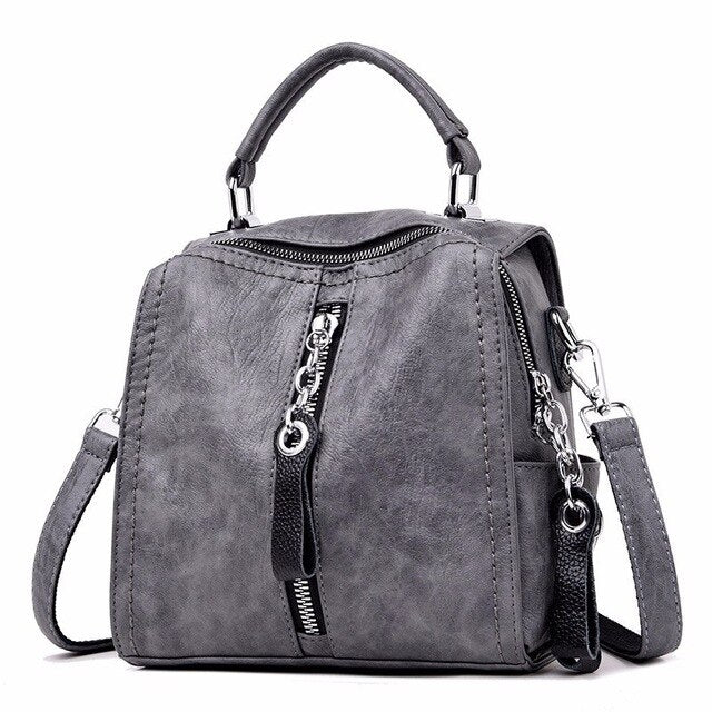 Vintage Casual Tassel Genuine Leather Travel Backpack-Handbags-Innovato Design-Gray-Innovato Design