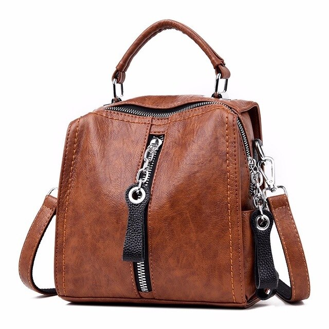 Vintage Casual Tassel Genuine Leather Travel Backpack-Handbags-Innovato Design-Brown-Innovato Design