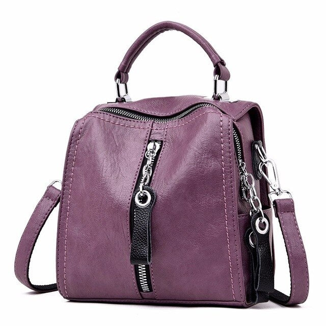 Vintage Casual Tassel Genuine Leather Travel Backpack-Handbags-Innovato Design-Purple-Innovato Design
