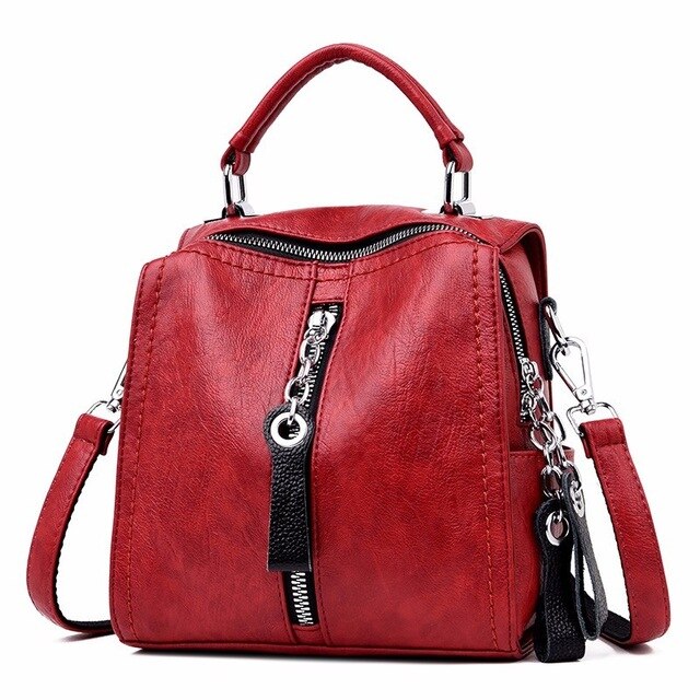 Vintage Casual Tassel Genuine Leather Travel Backpack-Handbags-Innovato Design-Dark Red-Innovato Design