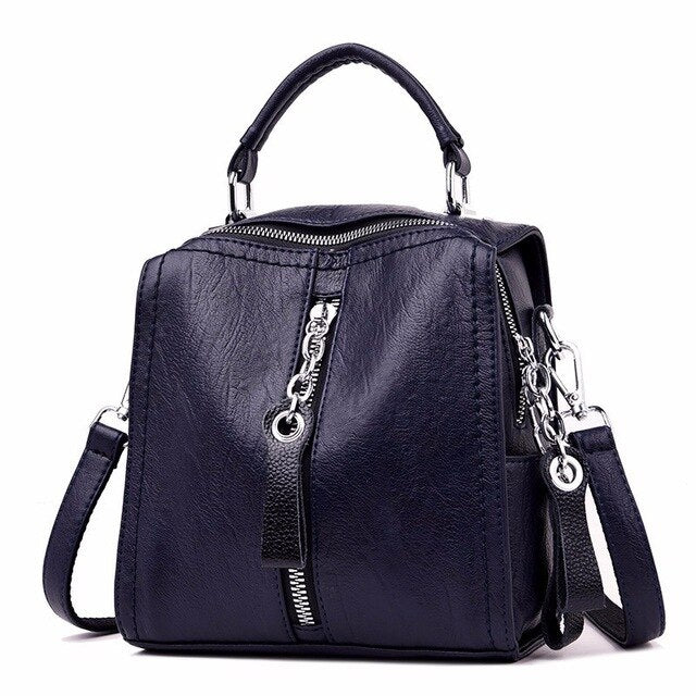 Vintage Casual Tassel Genuine Leather Travel Backpack-Handbags-Innovato Design-Blue-Innovato Design