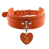 Lightning Heart and Buckle Choker Collar PU Leather Gothic Harajuku Necklace-Necklace-Innovato Design-Orange-Innovato Design