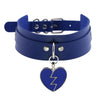 Lightning Heart and Buckle Choker Collar PU Leather Gothic Harajuku Necklace-Necklace-Innovato Design-Blue-Innovato Design