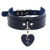 Lightning Heart and Buckle Choker Collar PU Leather Gothic Harajuku Necklace-Necklace-Innovato Design-Dark Blue-Innovato Design