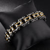 Wide Motorcycle Chain Bracelet in Black & Gold - InnovatoDesign