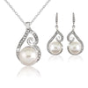 Luxury Pearl and Crystal Necklace & Earrings Wedding Jewelry Set