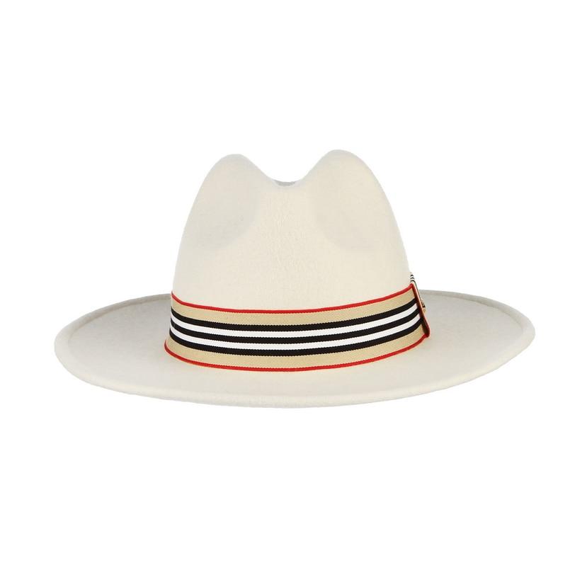 Wide Brim Wool Fedora Hat with Striped Hatband-Hats-Innovato Design-Innovato Design