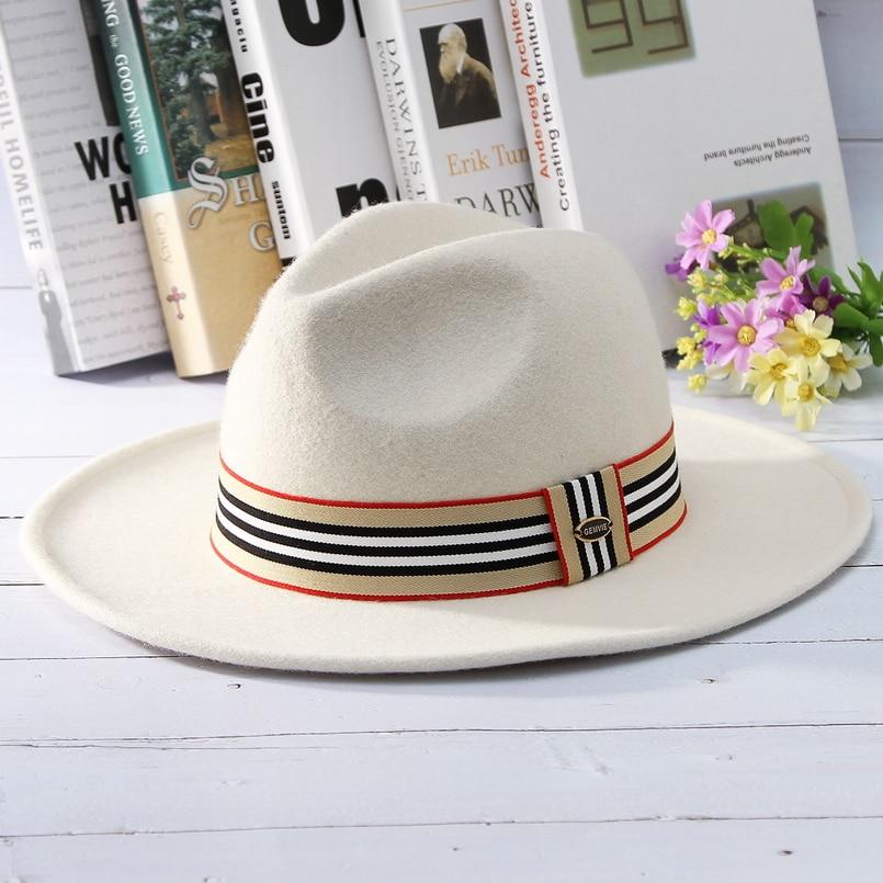 Wide Brim Wool Fedora Hat with Striped Hatband-Hats-Innovato Design-Innovato Design