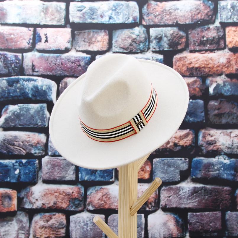 Wide Brim Wool Fedora Hat with Striped Hatband-Hats-Innovato Design-Innovato Design