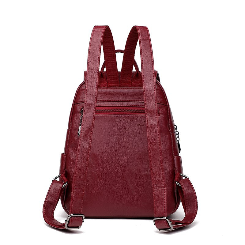 Vintage Leather School Bag, Shoulder Bag and Travel Backpack-Backpacks-Innovato Design-Black-Innovato Design