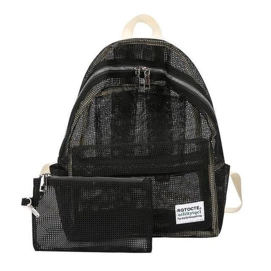 Transparent Fashionable School Backpack-clear backpack-Innovato Design-Black-Innovato Design