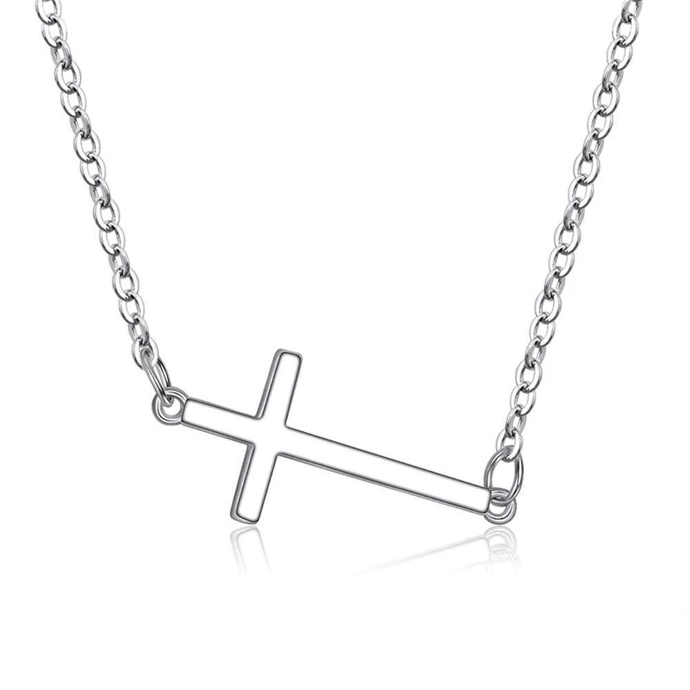 Sideways Horizontal Cross Pendant Necklace-Necklaces-Innovato Design-Innovato Design