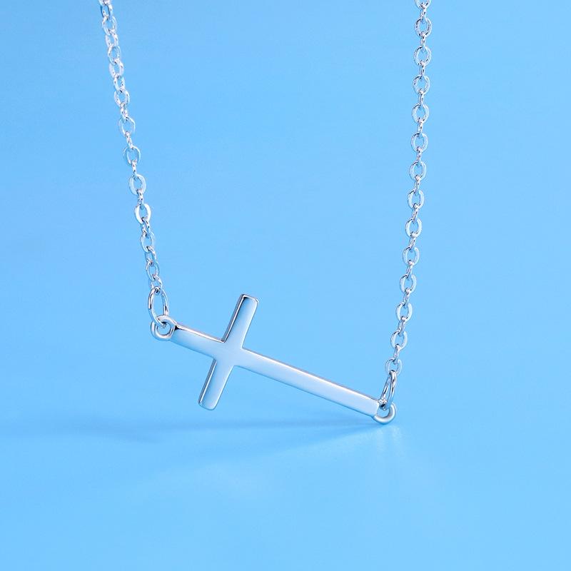 Sideways Horizontal Cross Pendant Necklace-Necklaces-Innovato Design-Innovato Design