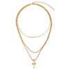 Multi-layer Chain Necklace with Cross Pendant-Necklaces-Innovato Design-Gold-Innovato Design