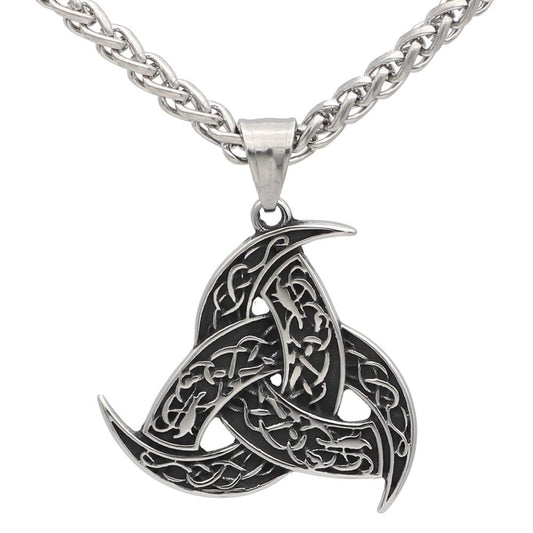 Men's Stainless Steel Nordic Viking Odin's Horn Valknut Pendant Necklace-Necklaces-Innovato Design-Innovato Design